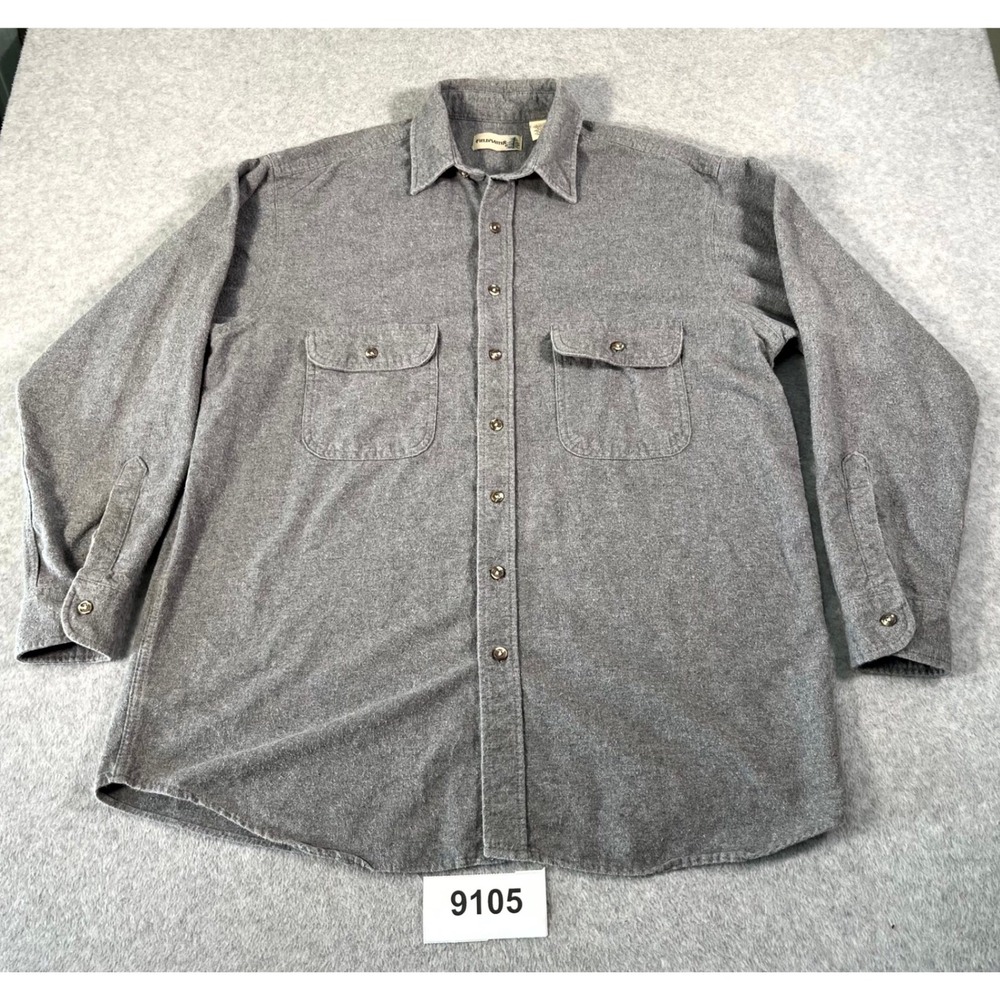 Vintage Field Master Flannel Shirt Mens L Tall Gray Cotton Long Sleeve Casual